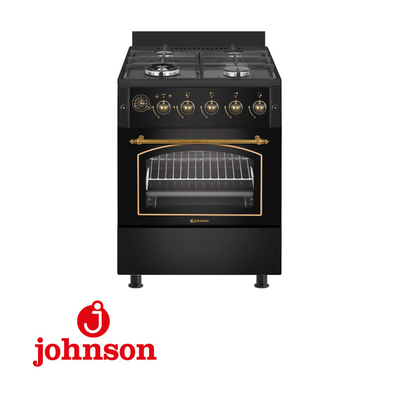 Cocina de Gas 60 cm Rústica Negra con Horno – Johnson