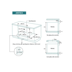 Horno Johnson JOR70CX 4 Funciones  AquaClean Inox  Cristal Negro