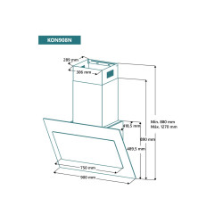 Campana de pared inclinada 90 cm Cristal Negro  Johnson KON908N